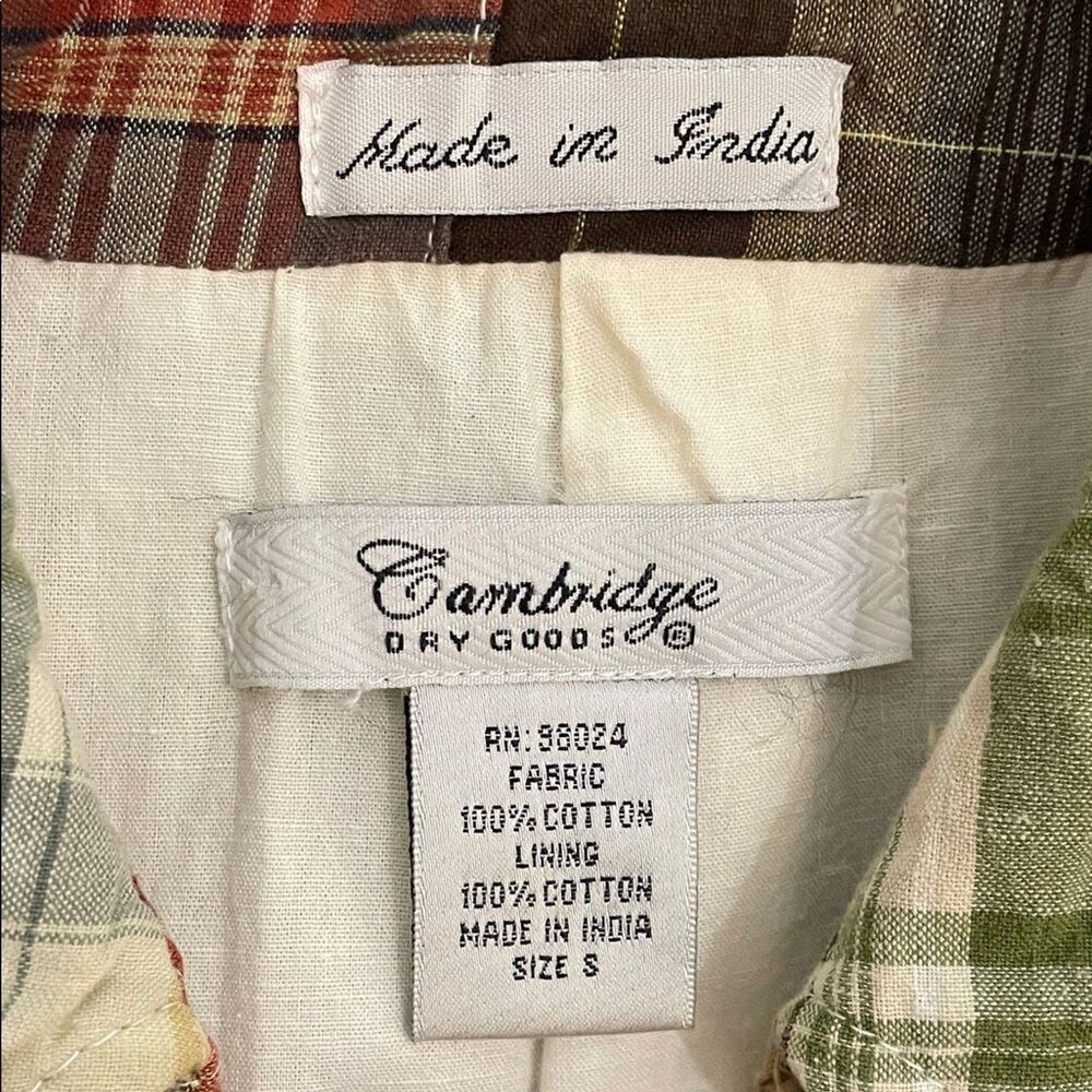 Cambridge Dry Goods VTG Madras Patchwork Plaid Cropped Jacket Womens Size Small - Picture 2 of 12